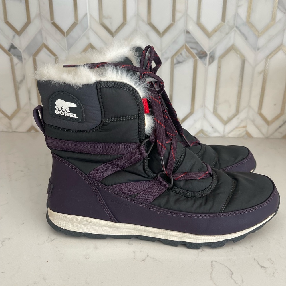 Sorel Whitney Short Lace Dark Plum Womens Boot Size 9 Insulated Snow - Picture 2 of 11
